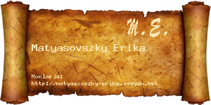 Matyasovszky Erika névjegykártya